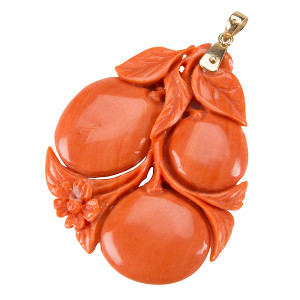 Carved Red Coral Pendant