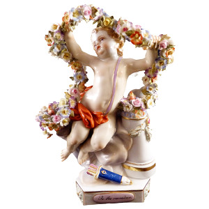 Meissen Cherub With Flowers