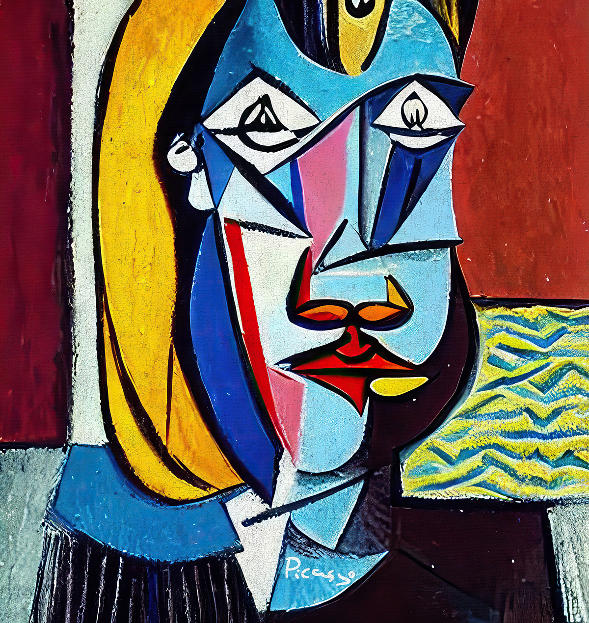 Picasso.,Abstraction,In,The,Style,Of,Cubism.,The,Painting,Is