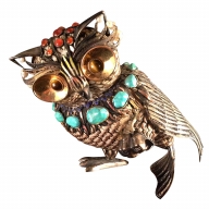 Chinese Silver & Enamel Owl
