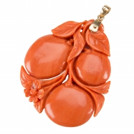 Red Coral Carved Pendant