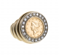 Gold Coin and Diamond Ring