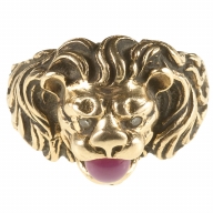 Gold, Ruby and Diamond Lion Ring